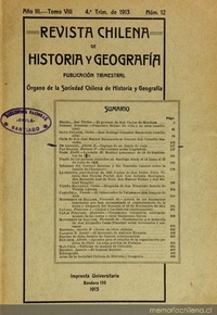 Revista chilena de historia y geografía: año III, tomo VII, n° 12, 1913