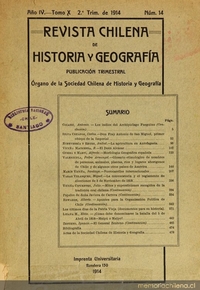 Revista chilena de historia y geografía: año IV, tomo X, n° 14, 1914