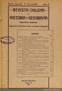 Revista chilena de historia y geografía: año V, tomo XV, n° 19, 1915