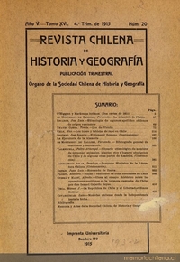 Revista chilena de historia y geografía: año V, tomo XVI, n° 20, 1915