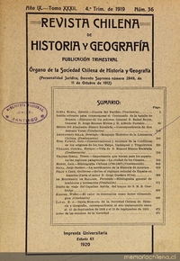 Revista chilena de historia y geografía: año IX, tomo XXXII, n° 36, 1919