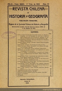 Revista chilena de historia y geografía: año X, tomo XXXIII, n° 37, 1920