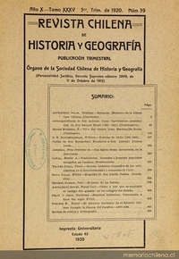 Revista chilena de historia y geografía: año X, tomo XXXV, n° 39, 1920