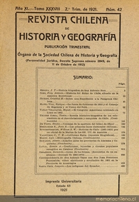 Revista chilena de historia y geografía: año XI, tomo XXXVIII, n° 42, 1921