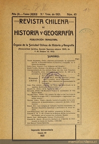 Revista chilena de historia y geografía: año XI, tomo XXXIX, n° 43, 1921