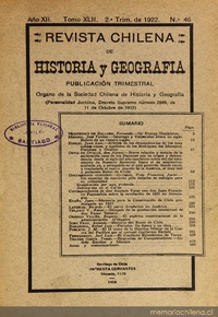 Revista chilena de historia y geografía: año XII, tomo XLII, n° 46, 1922