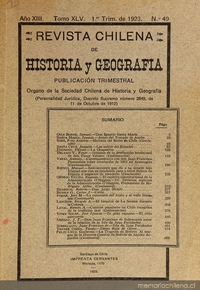 Revista chilena de historia y geografía: año XIII, tomo XLV, n° 49, 1923