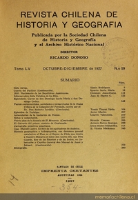 Revista chilena de historia y geografía: tomo LV, n° 59, octubre-diciembre de 1927