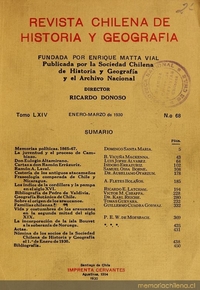 Revista chilena de historia y geografía: tomo LXIV-LXV, n° 68-69,  enero-marzo a abril-junio de 1930