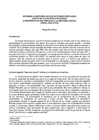 Escribir la Historia de los Sectores Populares ¿Con o sin la Política Incluida? a propósito de dos miradas a la Historia Social (Chile, Siglo XIX)