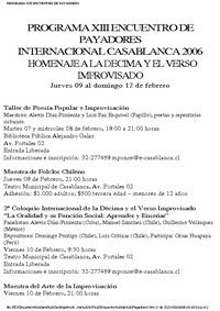 Programa XIII Encuentro de Payadores Internacional.