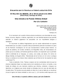 "Una mirada a la poesía chilena actual" por Lila Calderón