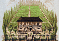 Grabado publicitario de la Chacra de Río Seco, Limache, 1881. Grabado publicitario de la Chacra de Río Seco, Limache, 1881.