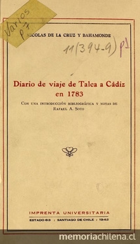 Diario de viaje de Talca a Cádiz en 1783