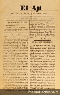 El Ají: año 1-2, no. 1-91, 26 de agosto de 1889 a 20 de noviembre de 1890