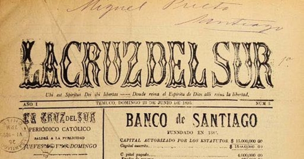 La Cruz del Sur: año 1-2, no. 3-56, 23 de junio de 1895 a 18 de octubre de 1896