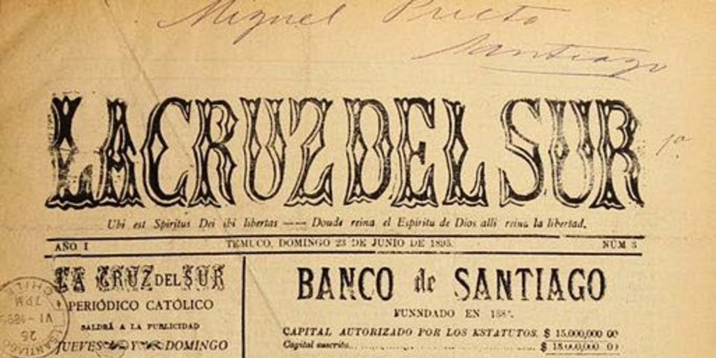 La Cruz del Sur: año 1-2, no. 3-56, 23 de junio de 1895 a 18 de octubre de 1896