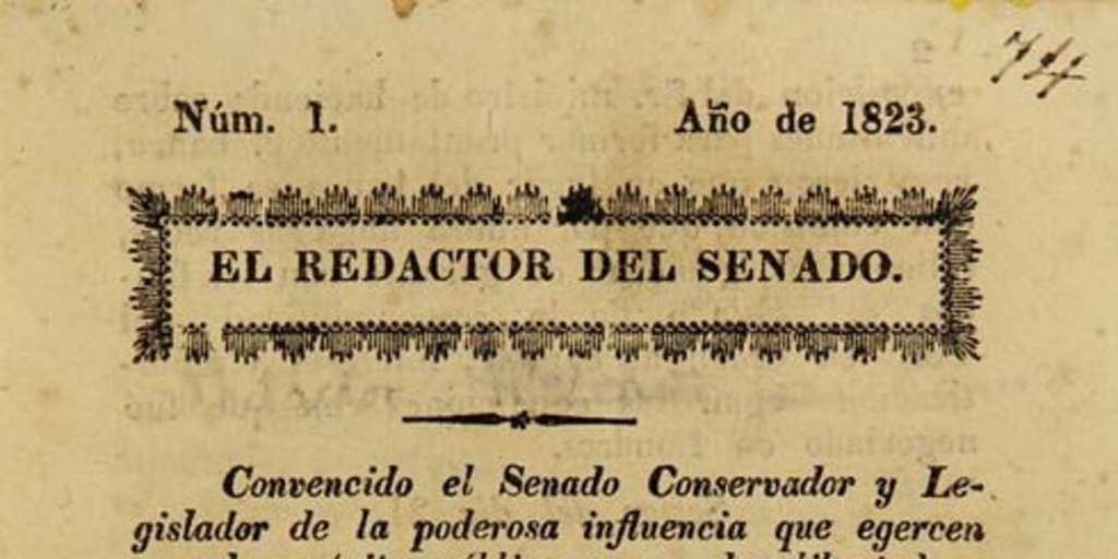 El redactor del Senado: n° 1-4, 11 de junio a 22 de julio de 1823