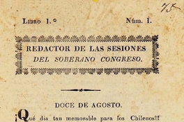 Redactor de las sesiones del soberano Congreso: n° 1-18, 10 de agosto a 20 de diciembre de 1823