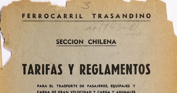 Tarifas y reglamentos: para el transporte de pasajeros, equipaje y carga de gran velocidad y carga y animales de pequeña velocidad: en moneda legal: rige desde el 1° de enero de 1949