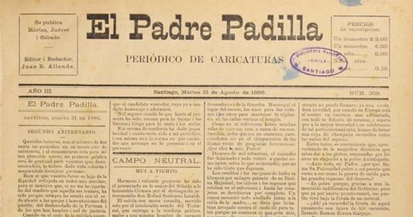 El Padre Padilla: año 3, n° 309-457, 31 de agosto de 1886 a 27 agosto de 1887