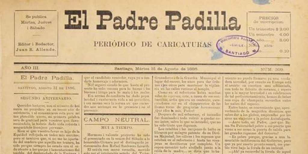 El Padre Padilla: año 3, n° 309-457, 31 de agosto de 1886 a 27 agosto de 1887