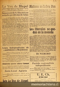 La Voz de Illapel: año 3, no. 421-498, 4 de enero al 31 de diciembre de 1947