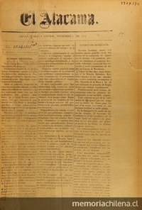El Atacama: año 1, no. 1-176, 7 de noviembre de 1903 a 31 de diciembre de 1904