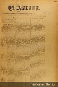 El Atacama: año 1, no. 1-176, 7 de noviembre de 1903 a 31 de diciembre de 1904