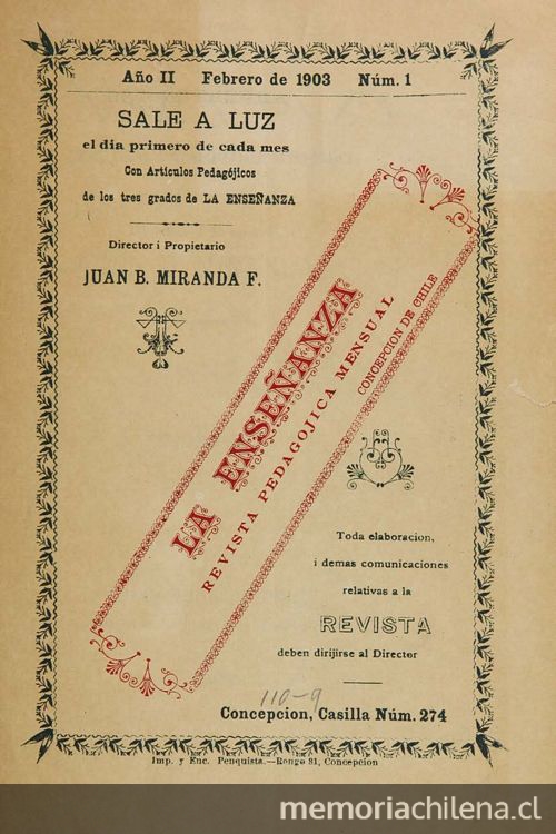 La Enseñanza: año 2, n° 11-12, febrero de 1903 a enero de 1904