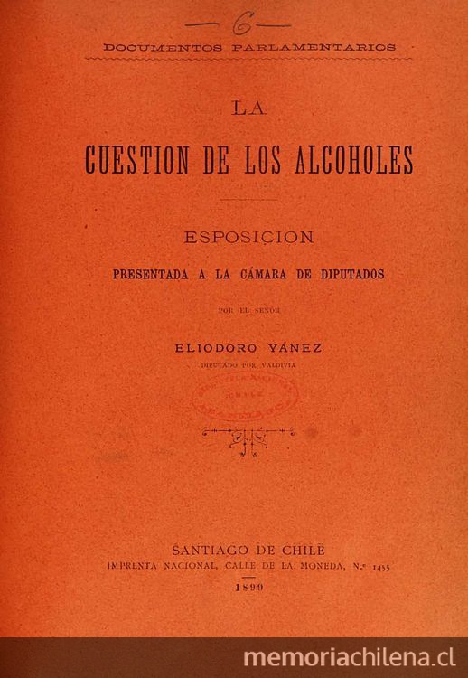 La cuestión de los alcoholes: esposición presentada a la Cámara de Diputados