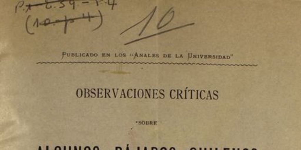 Observaciones críticas sobre algunos pájaros chilenos i descripción de algunas especies nuevas