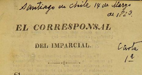 El Corresponsal del Imparcial: n° 1-3, 14-29 de marzo de 1823