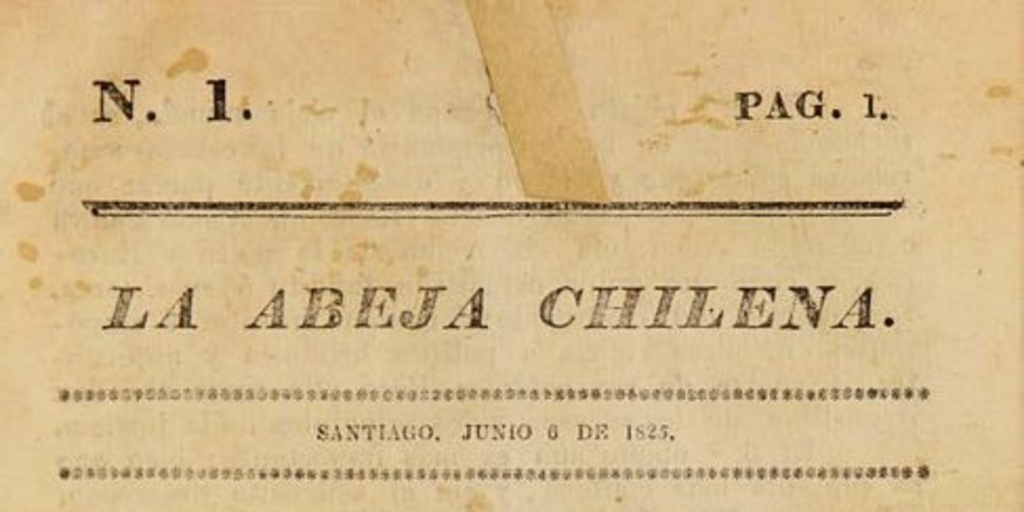 La Abeja Chilena: n° 1-8, 6 de junio a 21 de septiembre de 1825