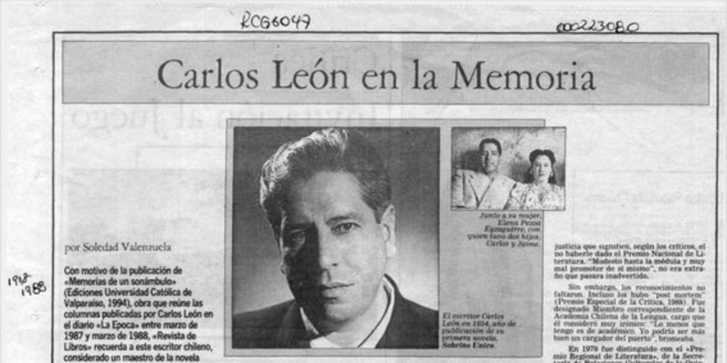 Carlos León en la memoria