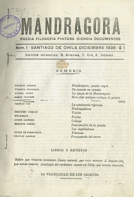 Mandrágora: nº 1, diciembre de 1938