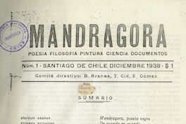 Mandrágora: nº 1, diciembre de 1938