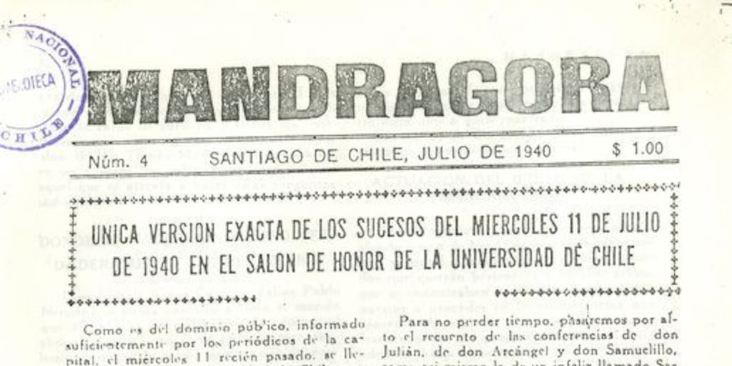 Mandrágora: nº 4, julio de 1940