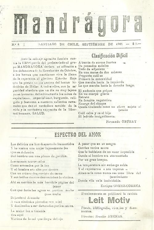 Mandrágora: nº 6, septiembre de 1941