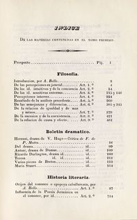 Índice de las materias contenidas en el tomo primero