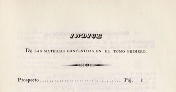 Índice de las materias contenidas en el tomo primero