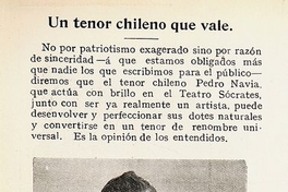 Un tenor chileno que vale la pena. Pedro Navia
