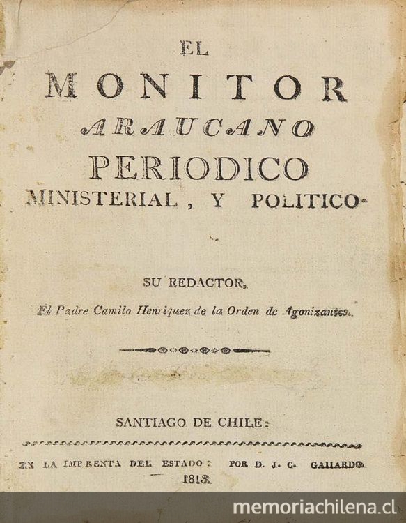 El Monitor Araucano, Santiago, 19 de octubre de 1813