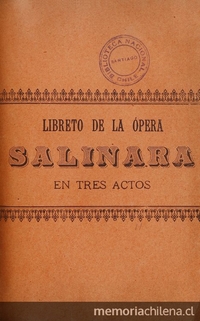 Libreto de la opera Salinara en tres actos: escenas populares en las salinas de Istria