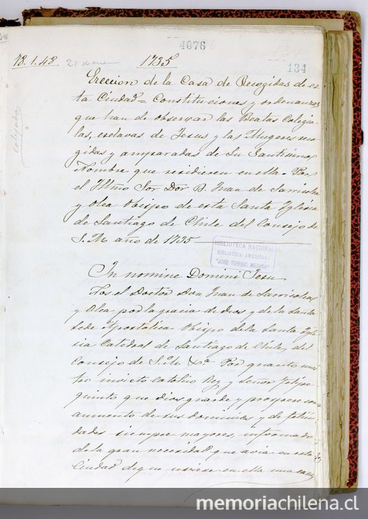 Constituciones y Ordenanzas que han de observar las Beatas Colegialas, esclavas de Jesús y mugeres recogidas y amparadas de su Santísimo nombre que residieren en ella. Santiago, 1735