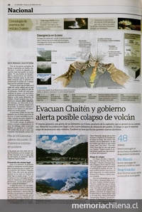 Evacuan Chaitén y gobierno alerta posible colapso de volcán