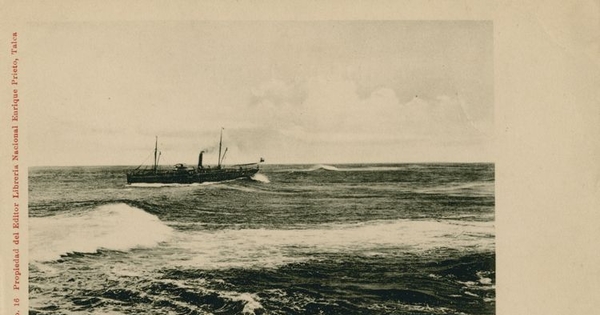 Barco a vapor en la desembocadura del Maule, hacia 1920