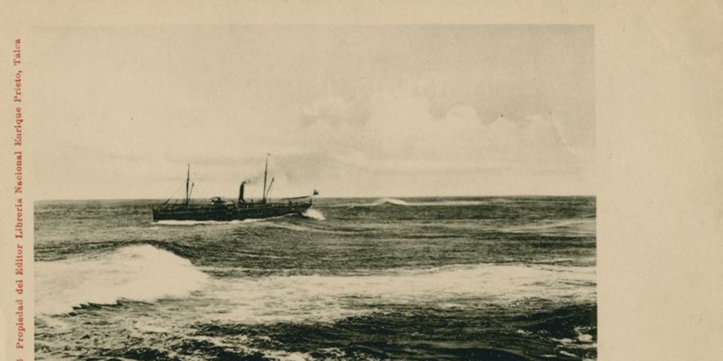 Barco a vapor en la desembocadura del Maule, hacia 1920