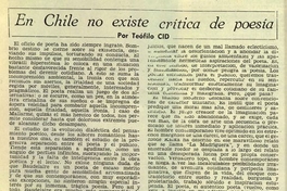 En Chile no existe crítica de poesía