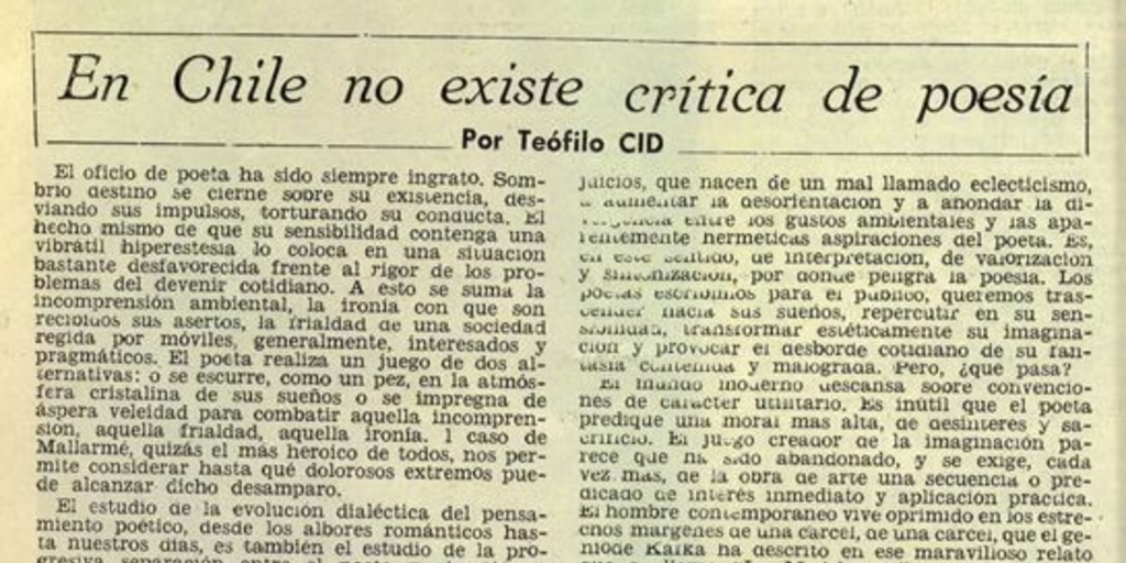 En Chile no existe crítica de poesía